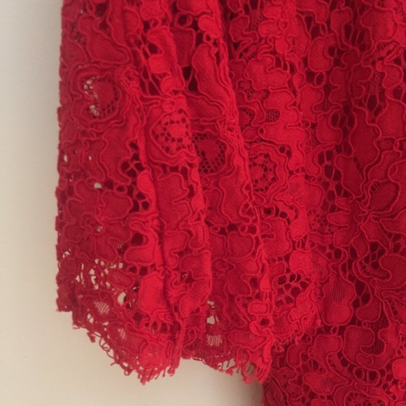 NEW REVOLVE Bardot Solange Red Lace Dress S - Picture 7 of 7